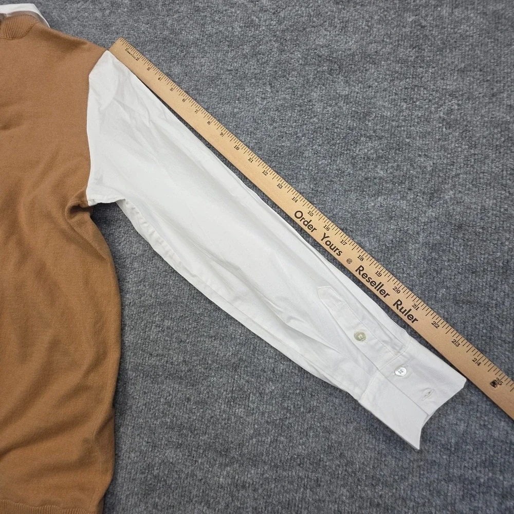 STAUD Fern Dress Collared Women's XS Brown White Long Sleeve Cotton Wool NWT - Picture 13 of 14